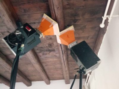 Disinfestazione tarli su travi con microonde